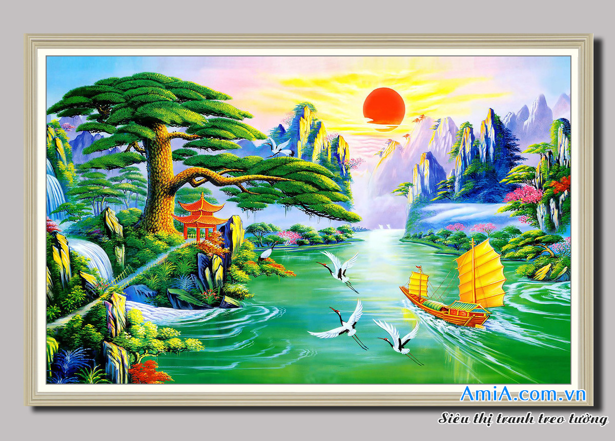 Vẽ tranh phong cảnh thác nước phong thủy treo tường ý nghĩa nhất